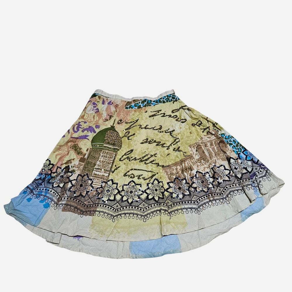 y2k boho twee beaded sequin cotton skirt